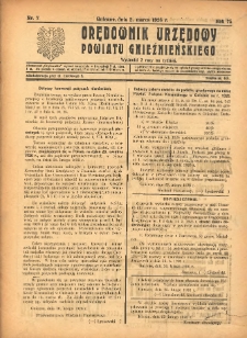Orędownik Urzędowy Powiatu Gnieźnieńskiego: wychodzi 2 razy na tydzień 1926.03.02 R.75 Nr7