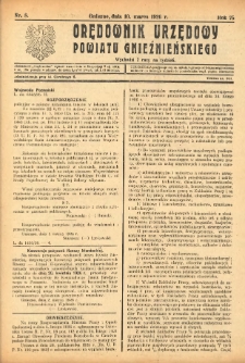 Orędownik Urzędowy Powiatu Gnieźnieńskiego: wychodzi 2 razy na tydzień 1926.03.10 R.75 Nr8