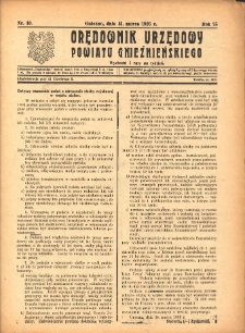 Orędownik Urzędowy Powiatu Gnieźnieńskiego: wychodzi 2 razy na tydzień 1926.03.31 R.75 Nr10