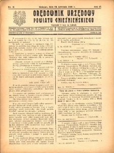 Orędownik Urzędowy Powiatu Gnieźnieńskiego: wychodzi 2 razy na tydzień 1926.04.20 R.75 Nr12