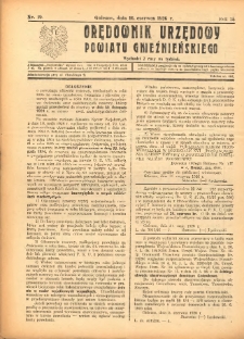 Orędownik Urzędowy Powiatu Gnieźnieńskiego: wychodzi 2 razy na tydzień 1926.06.16 R.75 Nr19