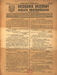 Orędownik Urzędowy Powiatu Gnieźnieńskiego: wychodzi wedle potrzeby 1924.01.16 R.73 Nr1-2