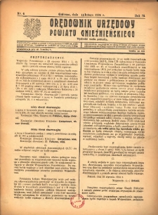 Orędownik Urzędowy Powiatu Gnieźnieńskiego: wychodzi wedle potrzeby 1924.02.13 R.73 Nr6