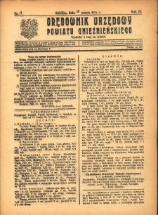 Orędownik Urzędowy Powiatu Gnieźnieńskiego: wychodzi 2 razy na tydzień 1924.03.19 R.73 Nr11