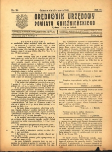 Orędownik Urzędowy Powiatu Gnieźnieńskiego: wychodzi 2 razy na tydzień 1924.03.25 R.73 Nr13