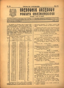 Orędownik Urzędowy Powiatu Gnieźnieńskiego: wychodzi 2 razy na tydzień 1924.04.05 R.73 Nr15