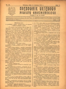 Orędownik Urzędowy Powiatu Gnieźnieńskiego: wychodzi 2 razy na tydzień 1924.04.09 R.73 Nr16