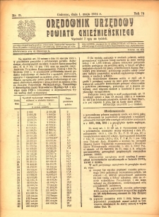Orędownik Urzędowy Powiatu Gnieźnieńskiego: wychodzi 2 razy na tydzień 1924.05.01 R.73 Nr21