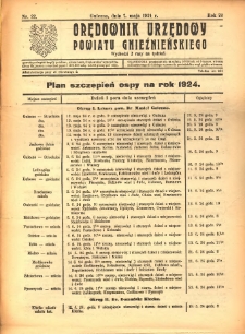 Orędownik Urzędowy Powiatu Gnieźnieńskiego: wychodzi 2 razy na tydzień 1924.05.07 R.73 Nr22