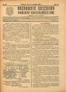 Orędownik Urzędowy Powiatu Gnieźnieńskiego: wychodzi 2 razy na tydzień 1926.06.23 R.75 Nr20