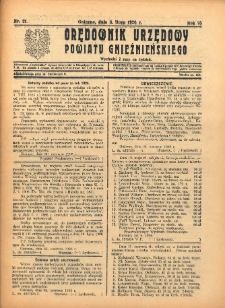 Orędownik Urzędowy Powiatu Gnieźnieńskiego: wychodzi 2 razy na tydzień 1926.07.03 R.75 Nr21