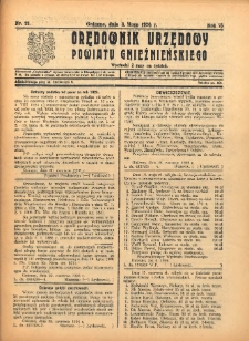 Orędownik Urzędowy Powiatu Gnieźnieńskiego: wychodzi 2 razy na tydzień 1926.07.03 R.75 Nr21