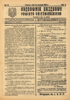 Orędownik Urzędowy Powiatu Gnieźnieńskiego: wychodzi 2 razy na tydzień 1926.08.17 R.75 Nr31