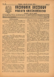 Orędownik Urzędowy Powiatu Gnieźnieńskiego: wychodzi 2 razy na tydzień 1926.08.25 R.75 Nr33