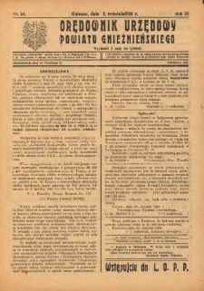 Orędownik Urzędowy Powiatu Gnieźnieńskiego: wychodzi 2 razy na tydzień 1926.09.01 R.75 Nr34