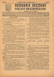Orędownik Urzędowy Powiatu Gnieźnieńskiego: wychodzi 2 razy na tydzień 1926.09.06 R.75 Nr35