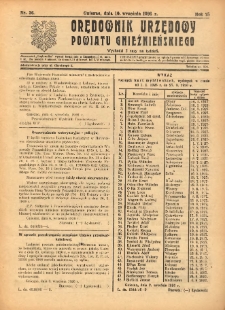 Orędownik Urzędowy Powiatu Gnieźnieńskiego: wychodzi 2 razy na tydzień 1926.09.10 R.75 Nr36