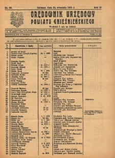 Orędownik Urzędowy Powiatu Gnieźnieńskiego: wychodzi 2 razy na tydzień 1926.09.24 R.75 Nr39