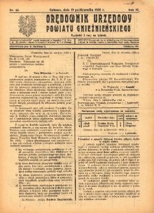 Orędownik Urzędowy Powiatu Gnieźnieńskiego: wychodzi 2 razy na tydzień 1926.10.19 R.75 Nr44