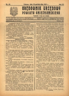 Orędownik Urzędowy Powiatu Gnieźnieńskiego: wychodzi 2 razy na tydzień 1926.10.28 R.75 Nr46