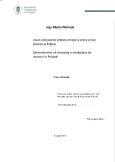 Uwarunkowania wyboru miejsca pracy przez lekarzy w Polsce