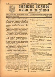 Orędownik Urzędowy Powiatu Gnieźnieńskiego: wychodzi 2 razy na tydzień 1926.12.07 R.75 Nr54