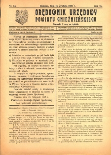 Orędownik Urzędowy Powiatu Gnieźnieńskiego: wychodzi 2 razy na tydzień 1926.12.16 R.75 Nr55