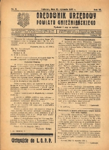 Orędownik Urzędowy Powiatu Gnieźnieńskiego: wychodzi 2 razy na tydzień 1927.01.17 R.76 Nr3