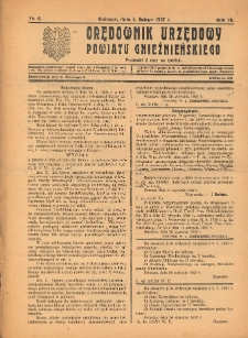 Orędownik Urzędowy Powiatu Gnieźnieńskiego: wychodzi 2 razy na tydzień 1927.02.04 R.76 Nr6