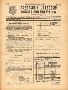 Orędownik Urzędowy Powiatu Gnieźnieńskiego: wychodzi w miarę potrzeby 1927.02.19 R.76 Nr9