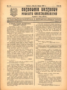 Orędownik Urzędowy Powiatu Gnieźnieńskiego: wychodzi w miarę potrzeby 1927.02.24 R.76 Nr10