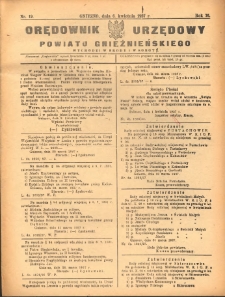 Orędownik Urzędowy Powiatu Gnieźnieńskiego: wychodzi w środy i soboty 1927.04.06 R.76 Nr19