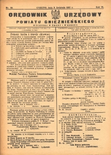 Orędownik Urzędowy Powiatu Gnieźnieńskiego: wychodzi w środy i soboty 1927.04.09 R.76 Nr20