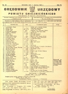 Orędownik Urzędowy Powiatu Gnieźnieńskiego: wychodzi w środy i soboty 1927.06.04 R.76 Nr38