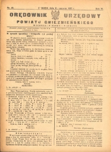 Orędownik Urzędowy Powiatu Gnieźnieńskiego: wychodzi w środy i soboty 1927.06.15 R.76 Nr41