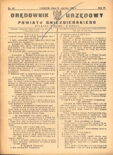 Orędownik Urzędowy Powiatu Gnieźnieńskiego: wychodzi w środy i soboty 1927.06.18 R.76 Nr42