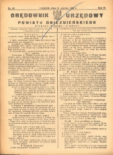 Orędownik Urzędowy Powiatu Gnieźnieńskiego: wychodzi w środy i soboty 1927.06.18 R.76 Nr42