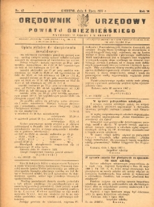 Orędownik Urzędowy Powiatu Gnieźnieńskiego: wychodzi w środy i soboty 1927.07.06 R.76 Nr47