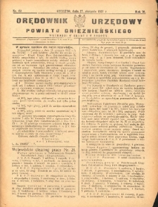 Orędownik Urzędowy Powiatu Gnieźnieńskiego: wychodzi w środy i soboty 1927.08.27 R.76 Nr62