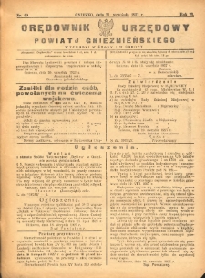 Orędownik Urzędowy Powiatu Gnieźnieńskiego: wychodzi w środy i soboty 1927.09.21 R.76 Nr69