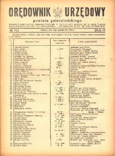 Orędownik Urzędowy Powiatu Gnieźnieńskiego: wychodzi w środy i soboty 1927.10.08 R.76 Nr74