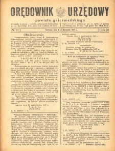 Orędownik Urzędowy Powiatu Gnieźnieńskiego: wychodzi w środy i soboty 1927.11.01 R.76 Nr81