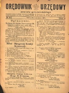 Orędownik Urzędowy Powiatu Gnieźnieńskiego: wychodzi w środy i soboty 1927.12.31 R.76 Nr98