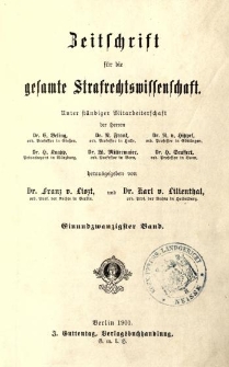 Zeitschrift f&uuml;r die Gesamte Strafrechtswissenschaft. Bd.21