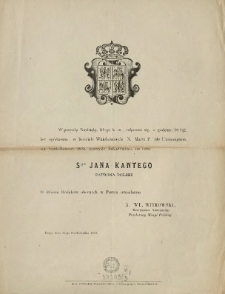 [Zawiadomienie Inc.:] " W przyszłą niedzielę, 21-go b. m., odprawi się, o godzinie ..."