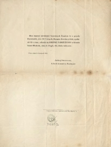 [Zawiadomienie Inc.:] " Mam zaszczyt zawiadomić Szanownych Ziomk&oacute;w, że w przyszły Poniedziałek, dnia 29go Listopada ..."