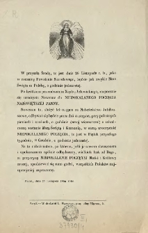 [Zawiadomienie Inc.:] " W przyszłą środę, to jest dnia 29 Listopada r. b., jako w rocznicę Powstania Listopadowego ..."