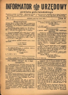 Informator Urzędowy Powiatu Gnieźnieńskiego 1932.03.02 R.81 Nr17