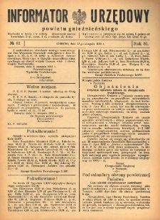 Informator Urzędowy Powiatu Gnieźnieńskiego 1932.08.17 R.81 Nr61