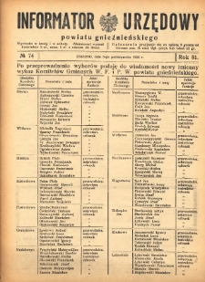 Informator Urzędowy Powiatu Gnieźnieńskiego 1932.10.05 R.81 Nr74